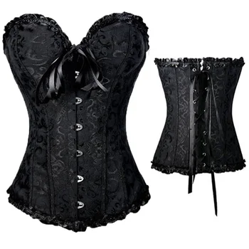 

Bridal Overbust Bodysuit Solid Vest Slim Gothic Corset With String V Neck Polyester Boned Bustiers Sexy