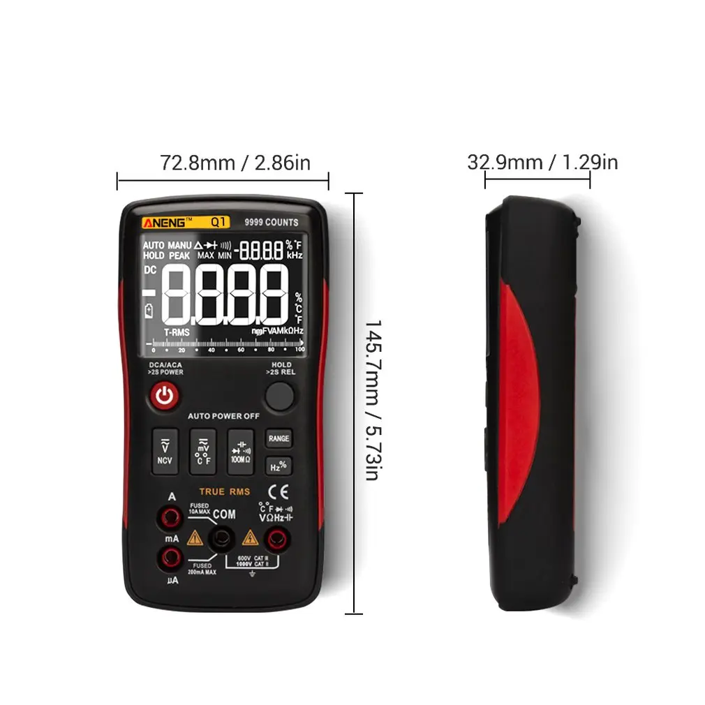 Для Aneng Q1 Цифровой мультиметр 9999 граф ручной диапазон Ac Dc усилитель напряжения Ом частота Емкость тестер температуры