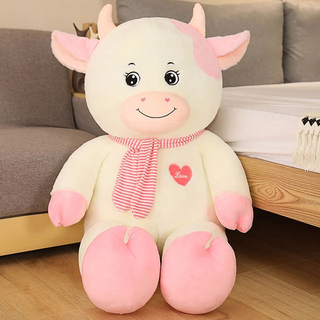 Cute Cow Teddy Bear 26 cm Dressed in a Cozy Sweater For Sale