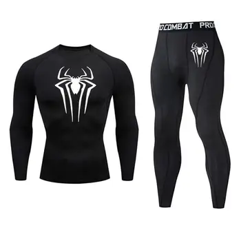 

Spiderman Thermo underwear men's full suit tracksuit compression clothing base layer sport underwear set rashgard male Tights