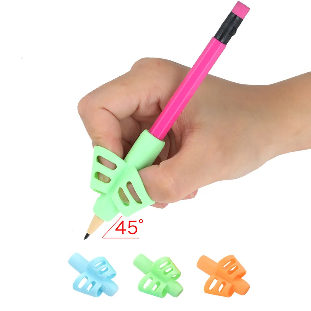 10 pièces deux doigts porte-stylo enfants écriture apprentissage stylo tenant Posture Correction Silicone dispositif de préhension auxiliaire pour les étudiants