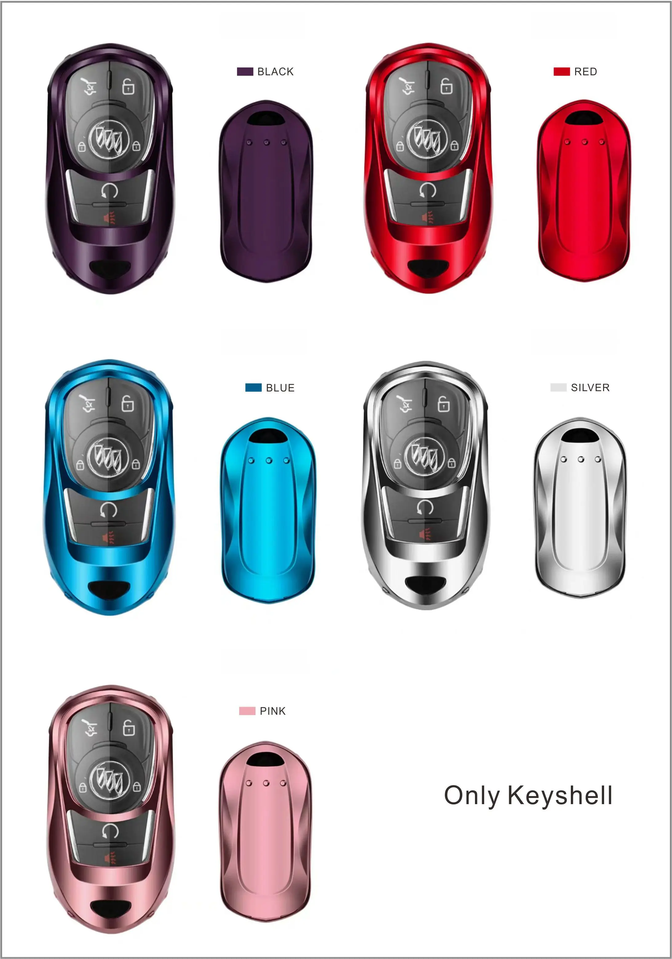 key shell 5 цветов Мягкий ТПУ чехол для ключей автомобиля брелок для OPEL Buick ENCORE ENVISION Лакросс ключ защитный чехол Аксессуары - Название цвета: key shell