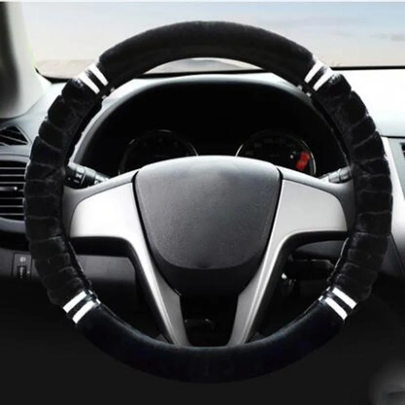 Зимний короткий плюшевый автомобильный чехол на руль 3D сохраняет тепло Противоскользящий диаметр 36,38 40 см плюшевый материал