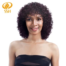 SSH Remy человеческие волосы парики для черных женщин короткие 12 дюймов темные корни Омбре черные до черные вишни Бразильские глубокие волны настоящие волосы