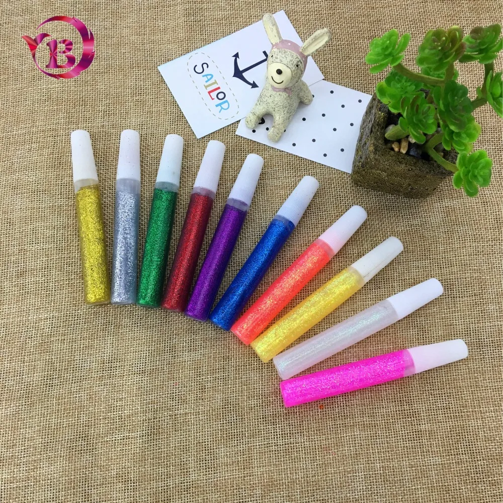 Colored Drawing Glitter Powder Adhesive DIY Paper Flower Crafts Child Paint Pigment Art Super Liquid Glue Pen Student Stationery
