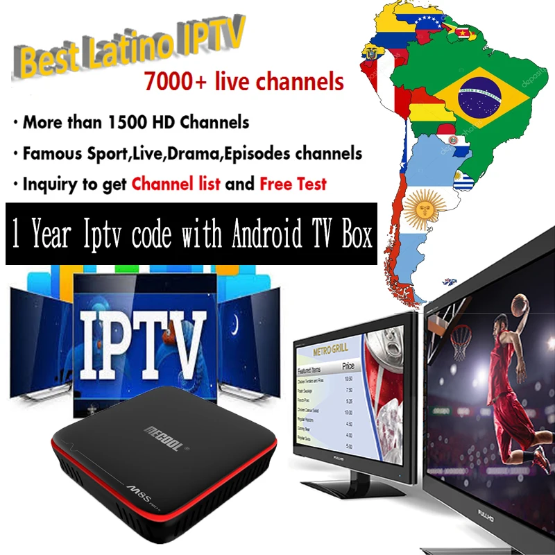 

1 year Latino iptv Subscription for Android TV Box IPTV Chile Mexico Ecuador Colombia USA Canada Spain Portuguese Brazil M3U M8S