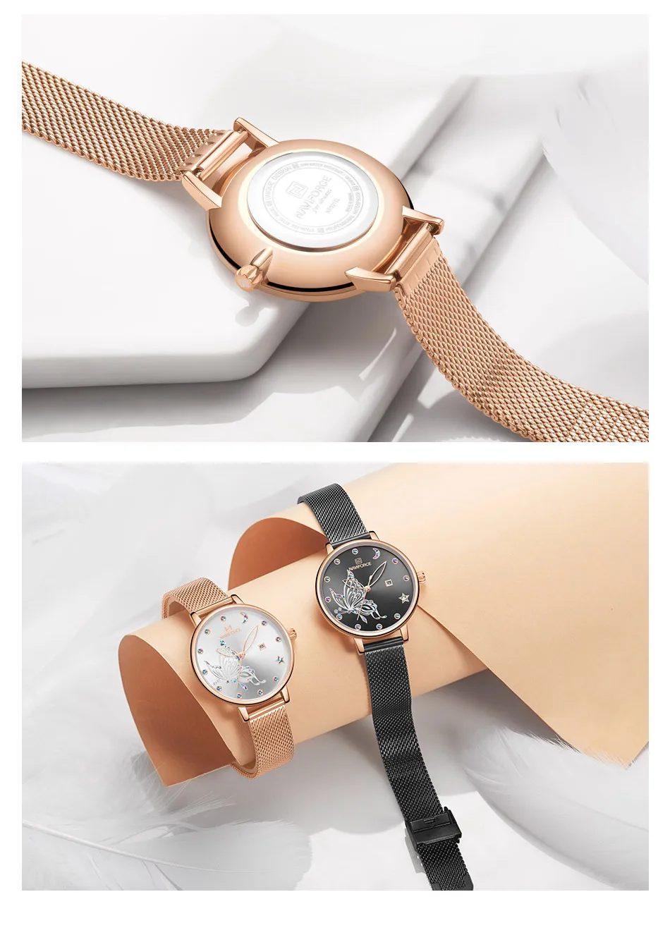 NAVIFORCE Top Brand Luxury Women Fashion Quartz Watch Ladies Business Watches Milan Steel strap Waterproof Clock Wristwatch