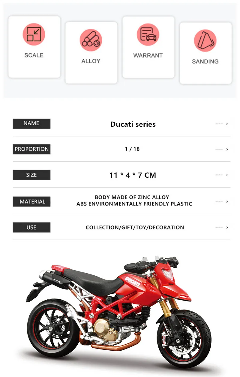 Maisto 1:18 16 styles Ducati Hypermotard original authorized simulation alloy motorcycle model toy car gift collection Maisto 1:18 16 styles Ducati Hypermotard original authorized simulation alloy motorcycle model toy car gift collection
