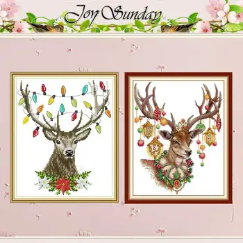 

Christmas antlers animals counted 11CT 14CT Cross Stitch Sets DIY Chinese Cross-stitch Kits Embroidery Needlework home decor