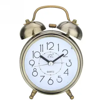 

3 inch Alarm Clock Vintage Metal Table Clock with Night Light Retro Double Bell Lound Alarm Clock Student Bedside Gets up Bell