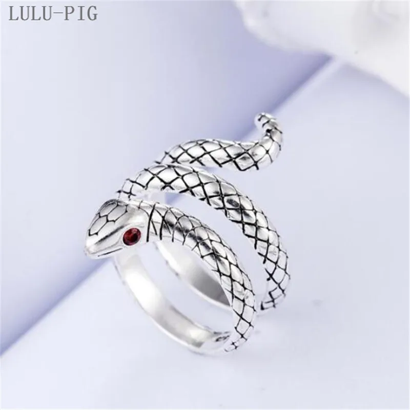 LULU-PIG кольцо из стерлингового серебра 925-это Корейская версия стильного ретро-стиля тайского-серебряного Кобра многослойное сплит-кольцо