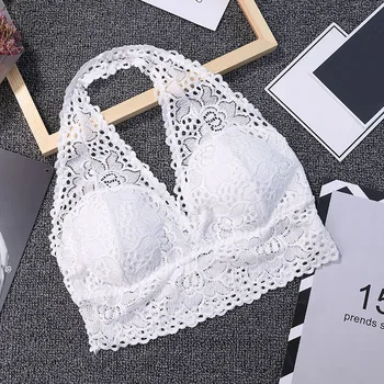 

Sexy Seamless Padded Bras Women Halter Lace Bralette Bras Brassiere Wireless Bra Top Underwear