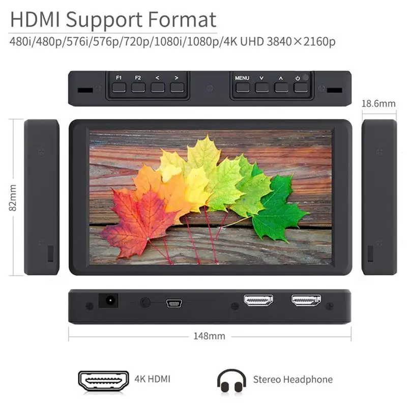 

F570 5.7 inch DSLR on Camera Field Monitor Small HD Focus Video Assist IPS Full HD 1920x1080 Support 4K HDMI Input Output Rugged
