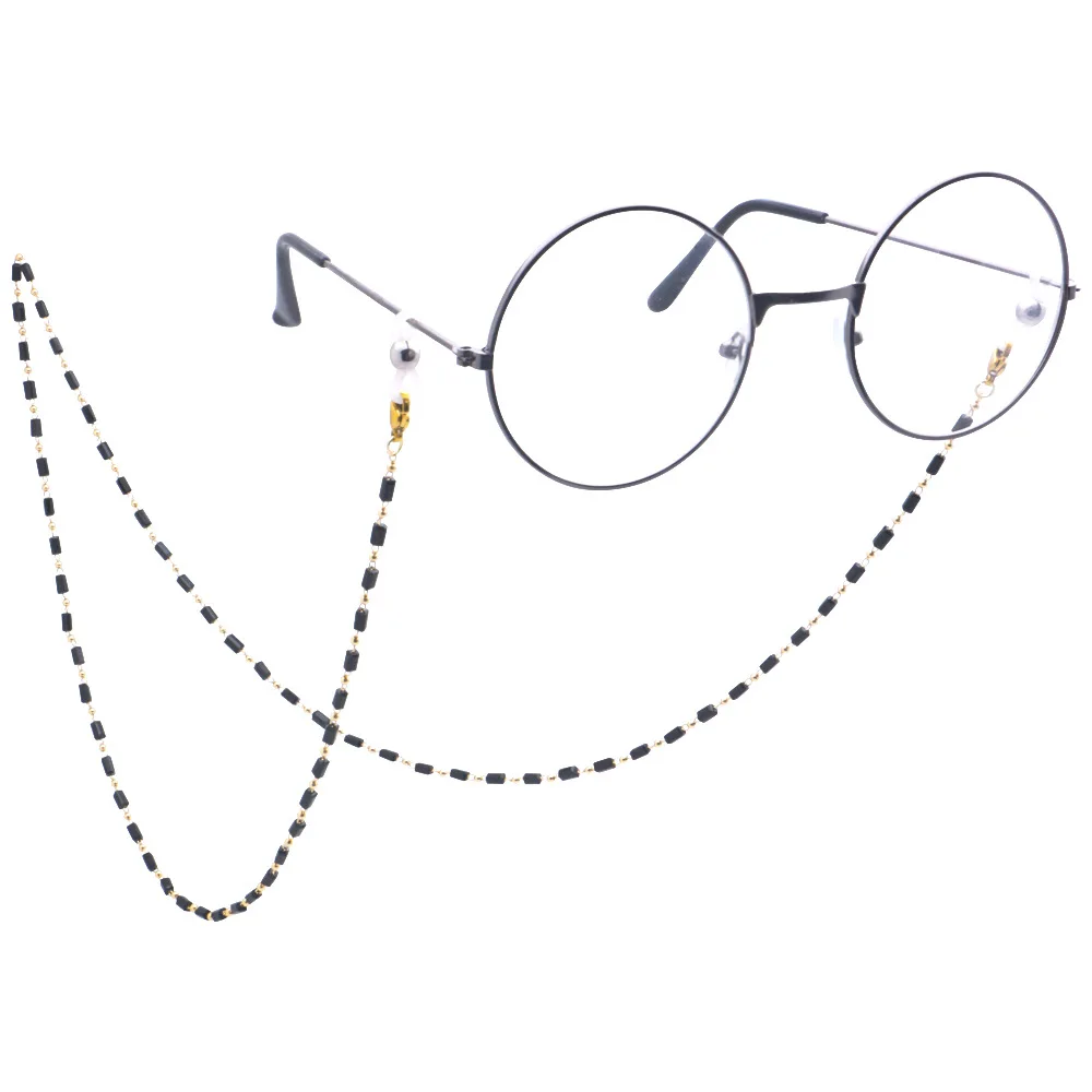 

Women Black Square Gold Beads Glasses Chain Holder Metal Eyeglass Sunglasses Strap Lanyards Neck Chains for Reading Glasses