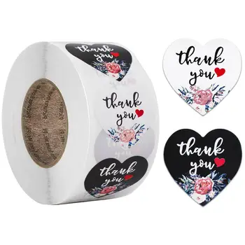 

500 sheets/roll heart-shaped petals thank you sticker handmade Christmas gift card decoration envelope stationery seal label