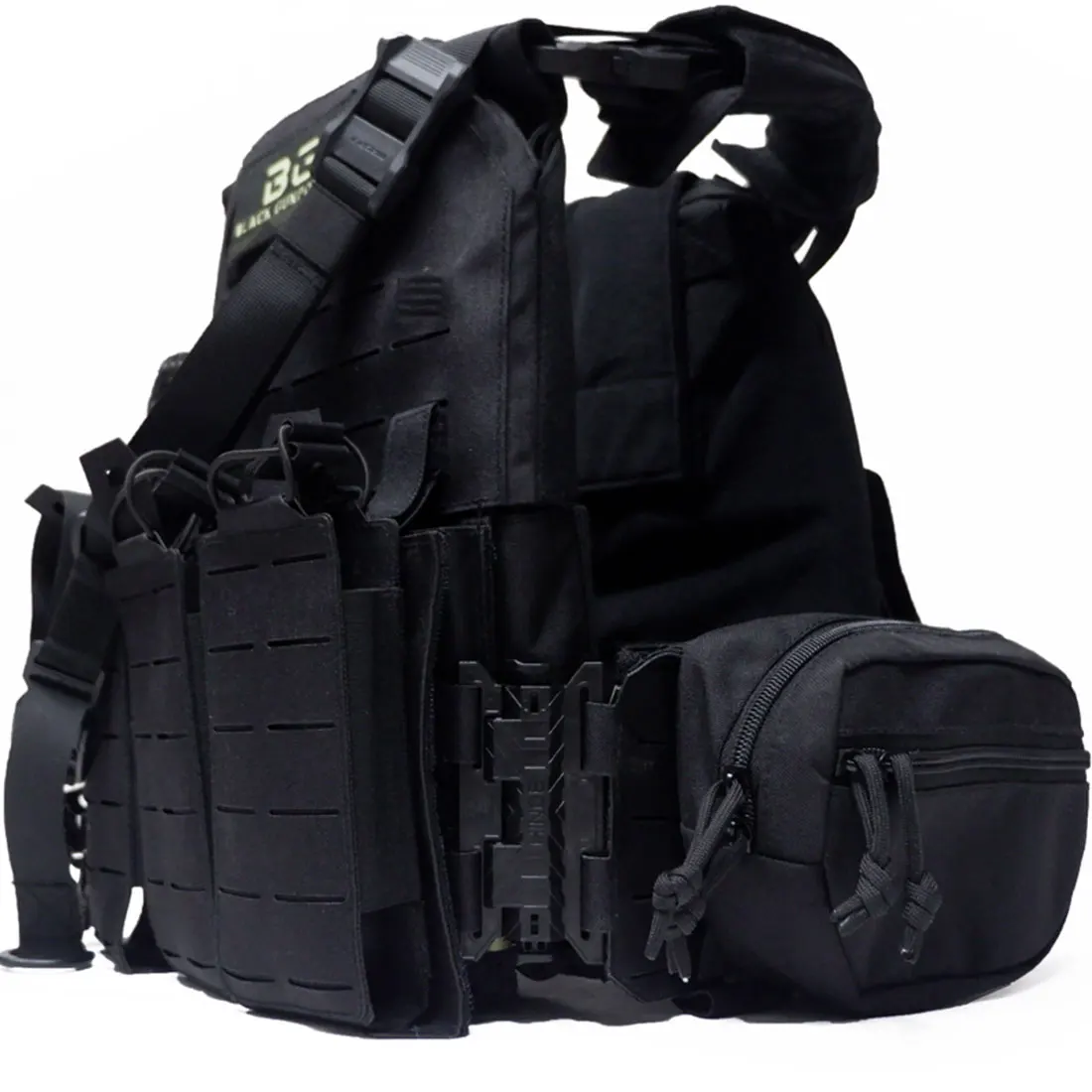 

QCMS Basic Tactical Vest BPC Plate Modular Chest Hook Vest - Black