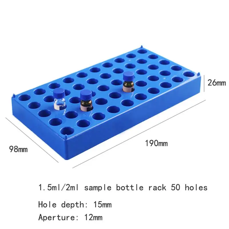 IKEME 2PCS Plastc Vial Rack 50 Holds Diameter Suitable For 12mm 1.5/2ml Vials Centrifuge Tube Racks Stackable Lab Supplies