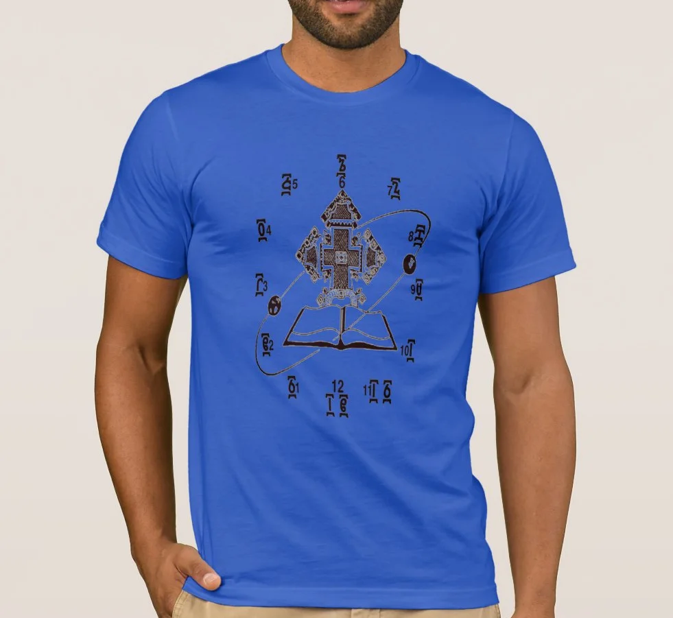 

Ethiopian Time Clock Watch Design Men's T-Shirt. Summer Cotton Short Sleeve O-Neck Unisex T Shirt New S-3XL