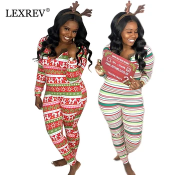 

Christmas Onesie Pajamas Adults Women Plus Size Bodysuit Leotard Sleepwear Jumpsuit Rompers Onsie Xmas Party