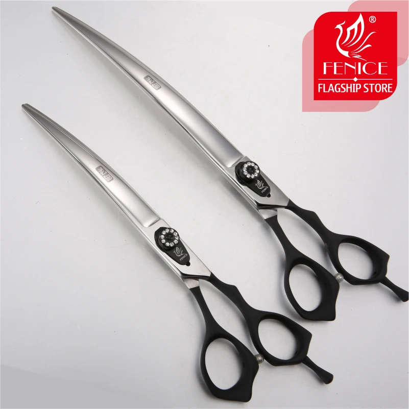 

Fenice 7.5 9.0 inch Professional Pet Grooming Scissors Safety Dog Shears Hair Cutting Curved Scissors with Comb