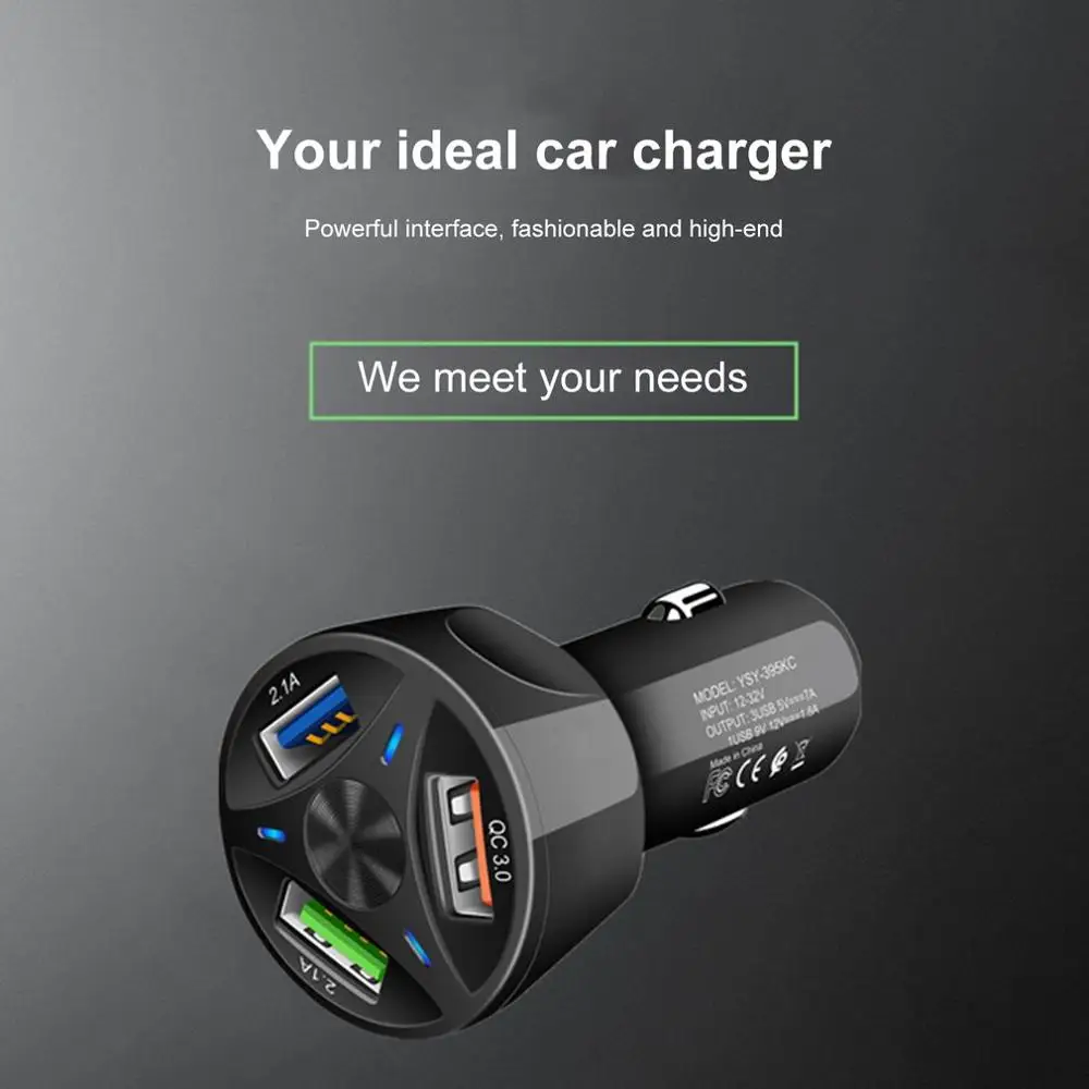 QC 3,0 3 зарядных порта USB для автомобиля Зарядное устройство Быстрая зарядка для iphone X 7 8 iPad Универсальный для Xiaomi samsung huawei быстрой зарядки 5V 7A
