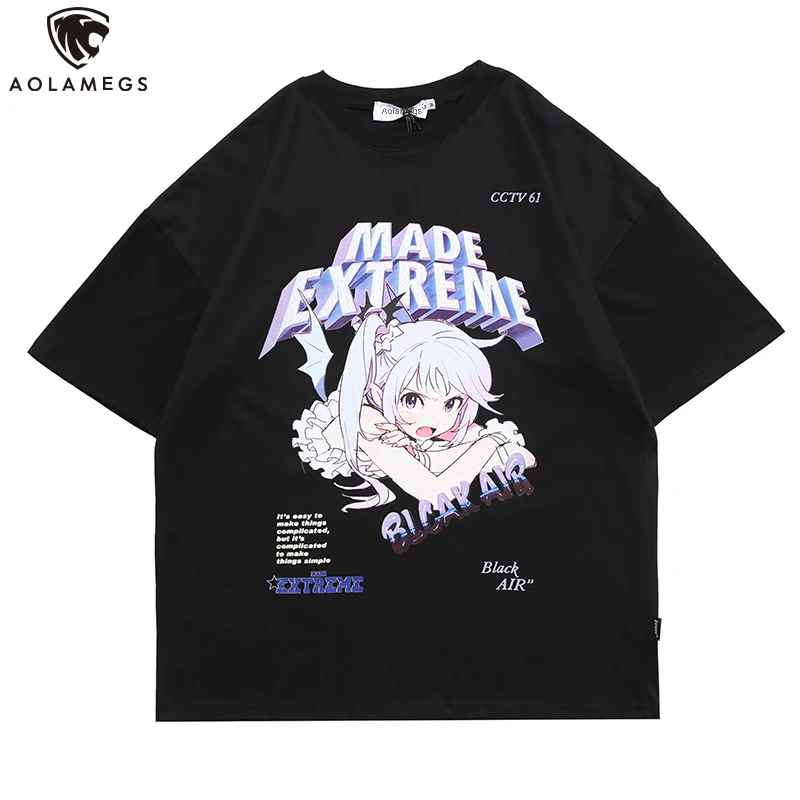 Aolamegs T Shirt Men Cartoon Anime Manga Girl Printed Men‘s Tee Shirts Summer Loose Cozy Japanese Harajuku Couple Streetwear men Aolamegs T Shirt Men Cartoon Anime Manga Girl Printed Men‘s Tee Shirts Summer Loose Cozy Japanese Harajuku Couple Streetwear men