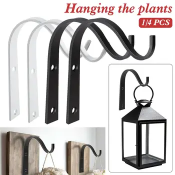 

4pcs Iron Garden Wall Light Hanging Flower Plant Hanger Pot Bracket Hook Shelf Stand Holder Black White
