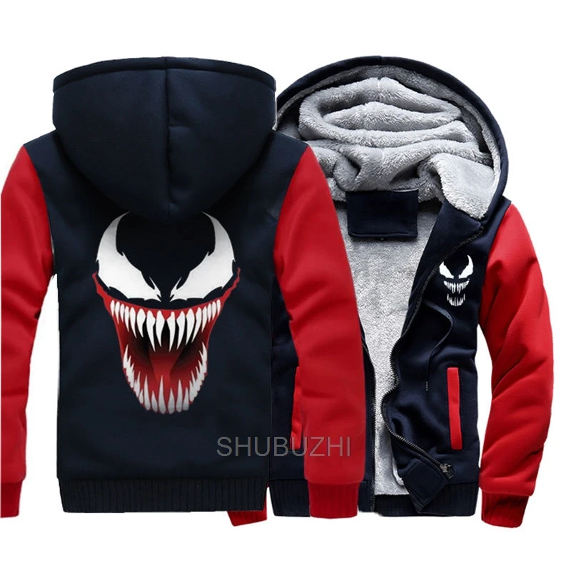 Venom толстовки куртка Зимний пуловер супергерой Человек пальто для мужчин шерстяная подкладка флис унисекс Venom кофты 010