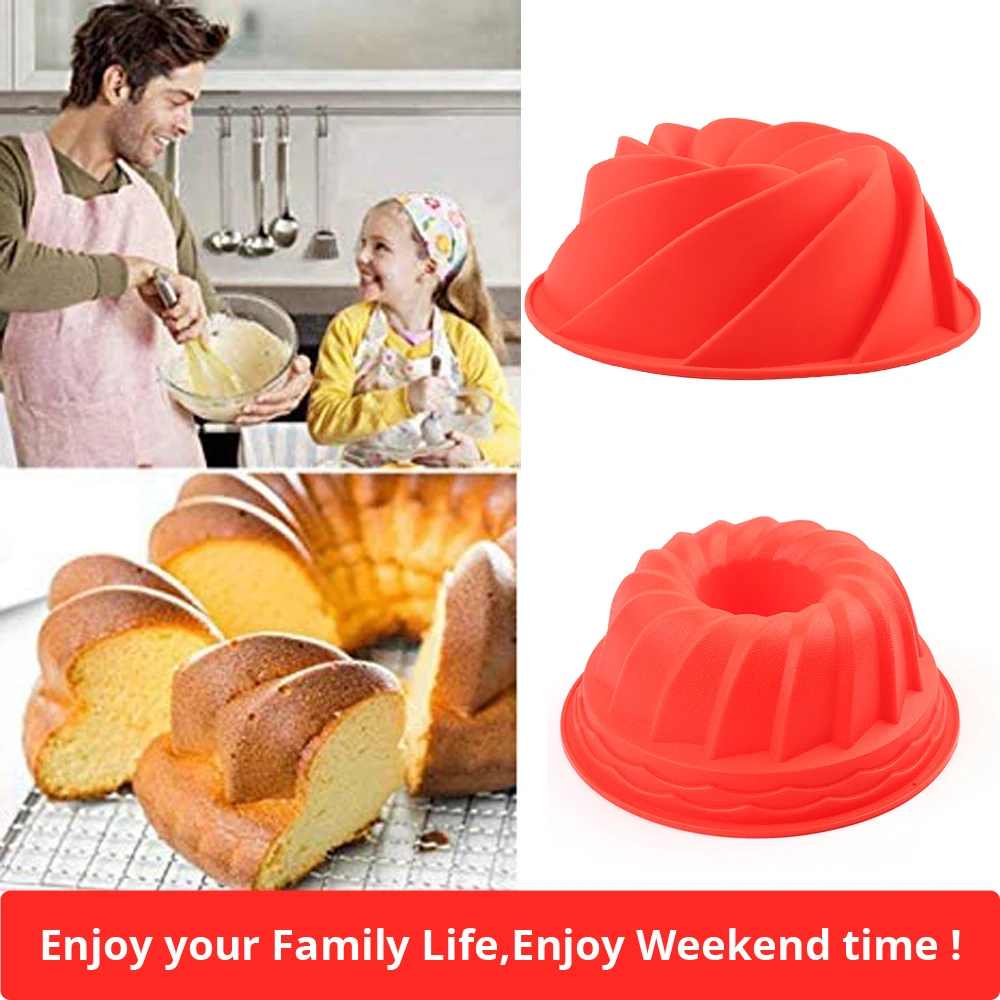 Silicone Fluted Jello Pans Nonstick Tube Moulds Cake Baking Tray Durable Loaf Tins 