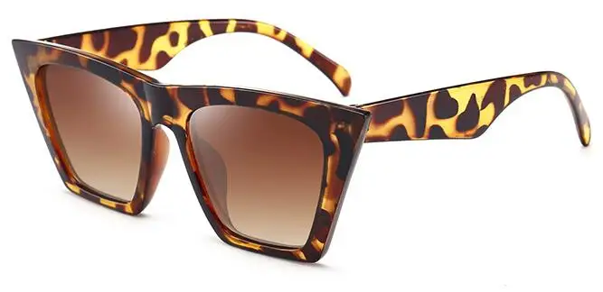 leopard tea Винтажные Ретро Черные солнцезащитные очки кошачий глаз дизайнер бренда женской одежды большие оттенки сексуальные пластиковые кошачьи солнцезащитные очки для женщин Роскошные Oculos - Цвет линз: leopard tea