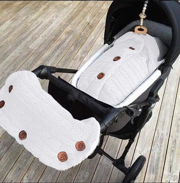 2 шт., зимний теплый спальный мешок, вязаный для новорожденных, коляска, накидка, одеяло, пеленка, спальный мешок для малышей+ детская коляска, набор поручней