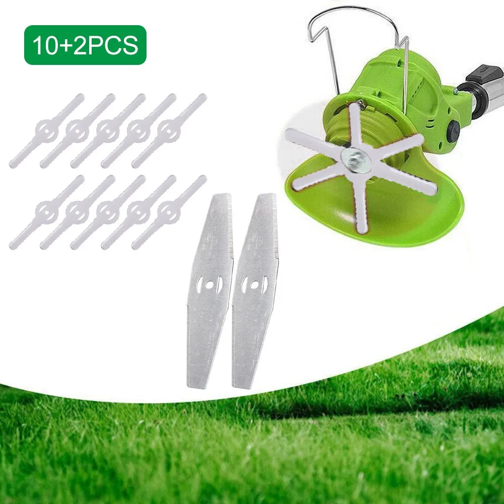 10pcs Trimmer Plastic Blades + 2pcs 3 Hole Metal Blade For Strimmer