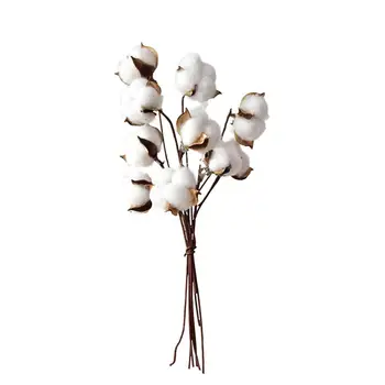 

10 Pcs Dried Flowers Head 30cm Cotton Stem Floral Branches Artificial Floral Decoration
