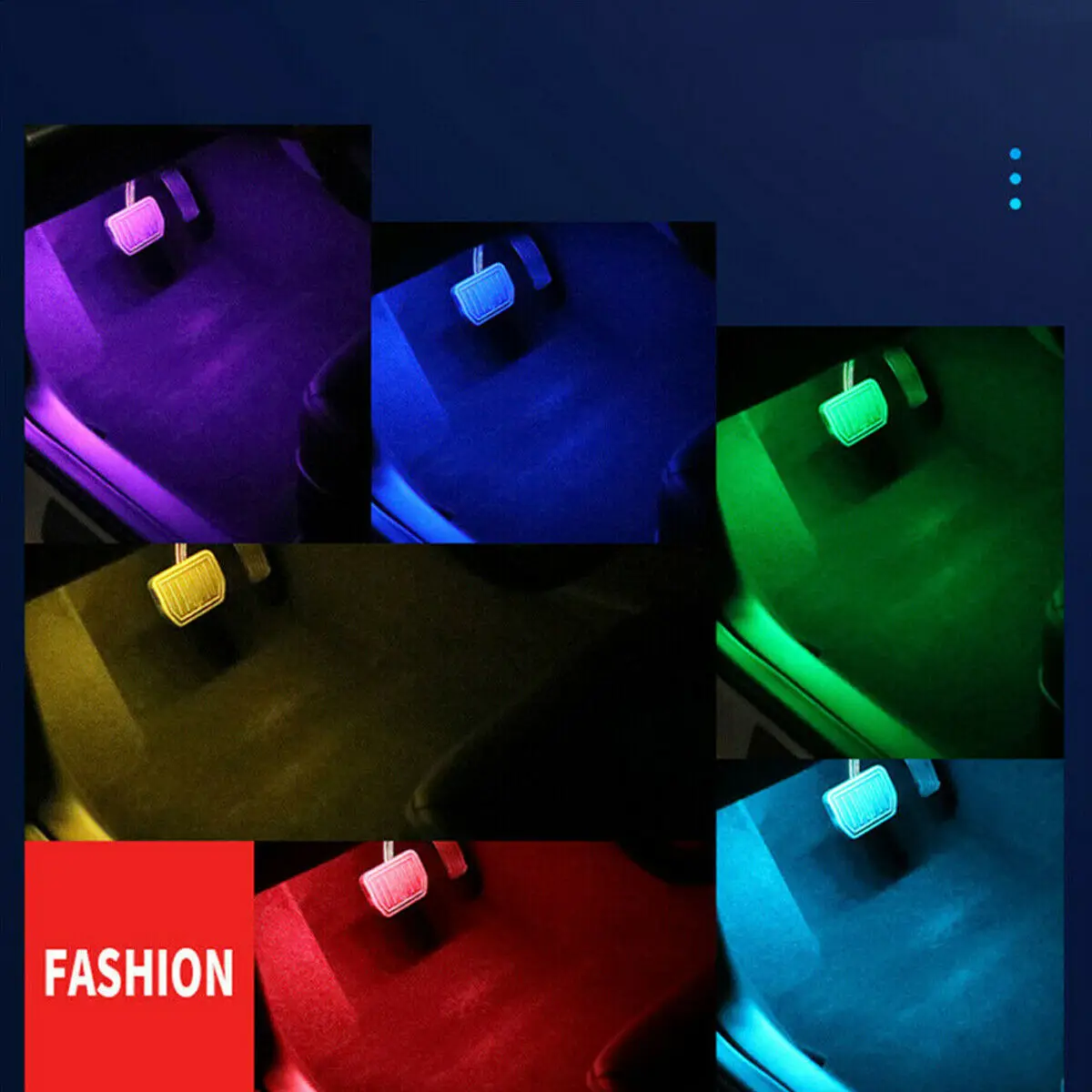 Wireless RGB LED Car Interior Floor Decorative Atmosphere Lamp Ambient Light Accessories USB Charging Portable Remote Control