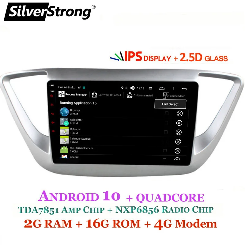 SilverStrong IPS Android10.0 автомобильный DVD для Hyundai Solaris Android Accent 2016 2017 2018 с 4G модемом SIM карта