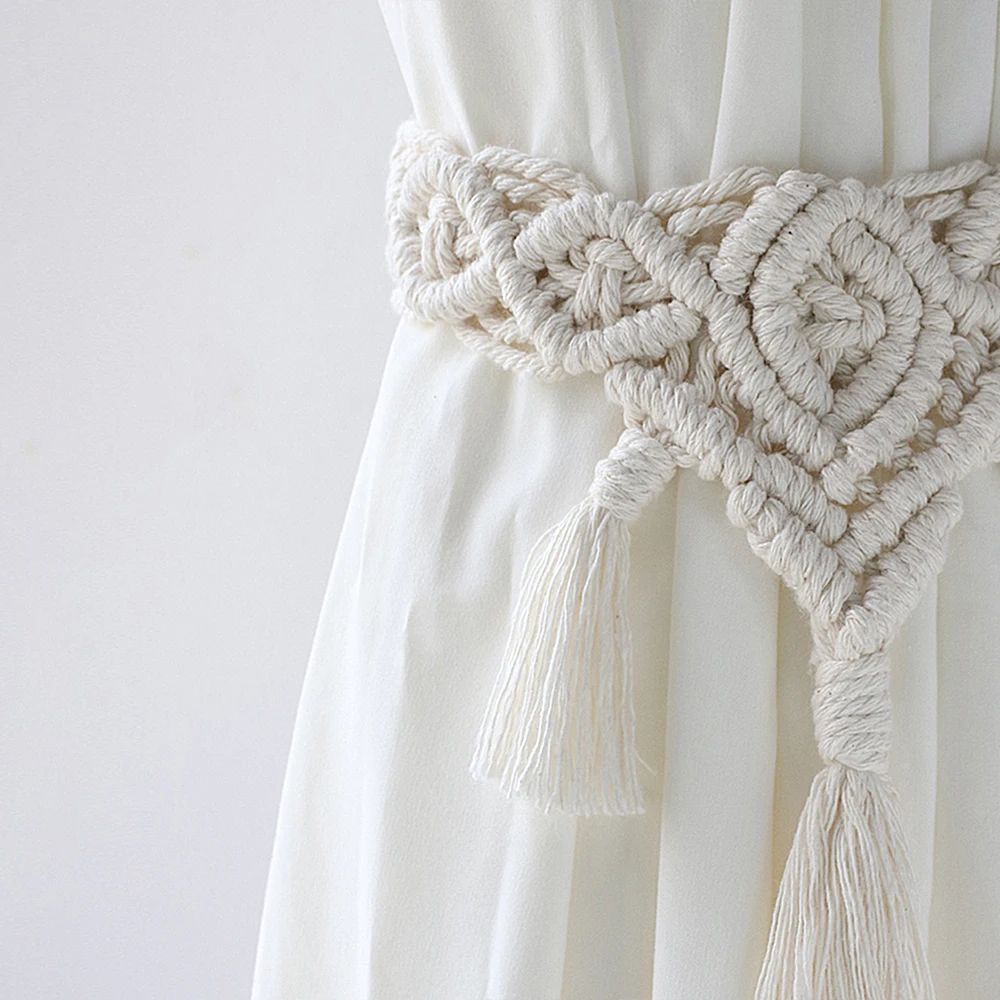 Boho Fringe Curtain Tiebacks With Bead Decor For Room