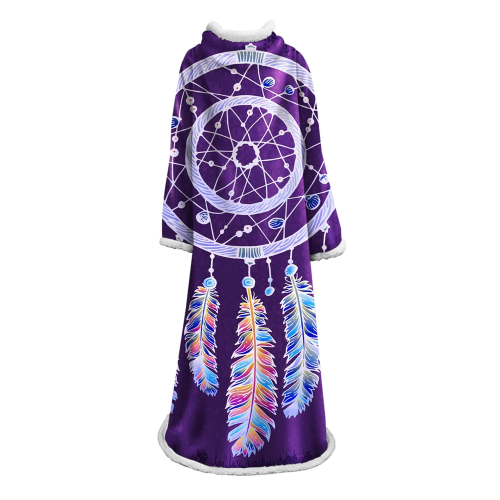 Ловец снов рукав одеяло для взрослых фиолетовый шерпа бабочка богемные носимые пледы одеяло из микрофибры с рукавом - Цвет: 13