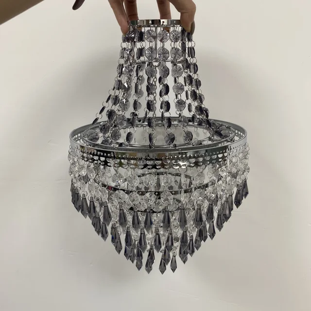 Otthoni Terri Chrome És Clear 5 Szintű Gyöngyös Lámpa Árnyék, Könnyű Illeszkedés - 31,5 Cm H Kis Csillár (Fénykábel -Készlet Nélkül) - Image 6