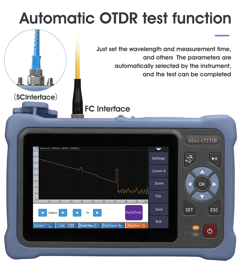Smart OTDR 1310/1550nm  Mulit-Function tester Built in OPM/OLS RJ45 Test/VFL 