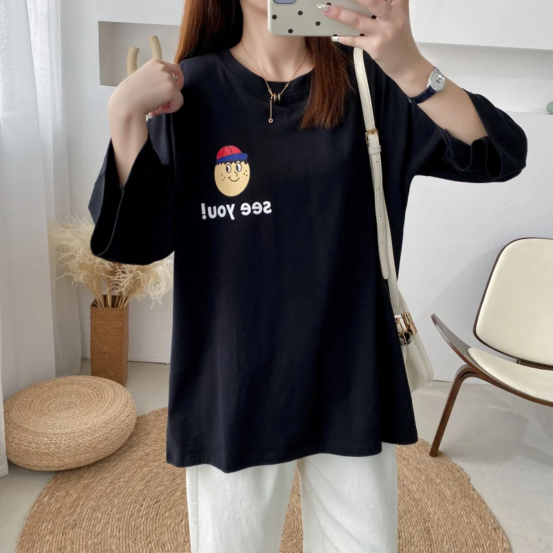 

Maternity Tops Pregnancy T Shirt Short Sleeve Cotton Cute Print Nursing Clothes For Women Summer 8383