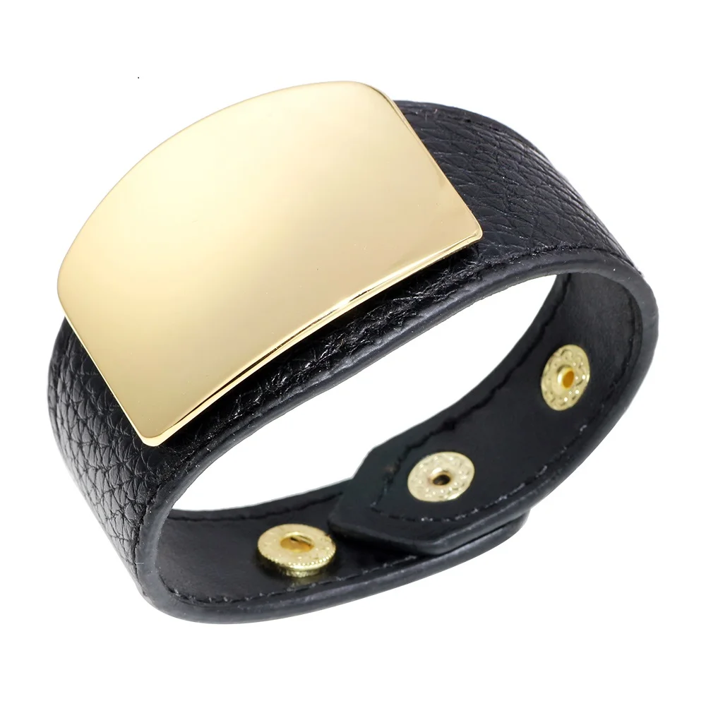Новые трендовые кожаные женские регулируемые браслеты с золотой пряжкой, широкий Браслет-манжета для женщин, украшения, подарки, аксессуары - Окраска металла: 7