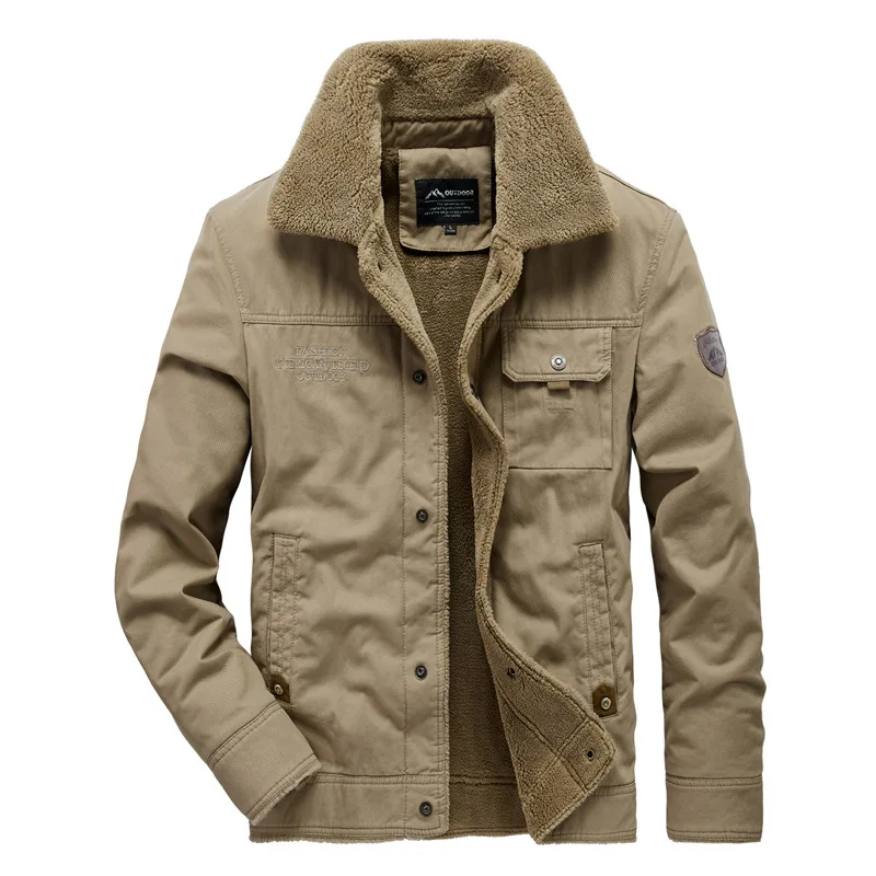 

Winter Men's Fur Collar Jacket Plus Velvet Plus Velvet Lapel To Keep Warm Loose Version Cotton Coat Young Outdoor Sports Jackets