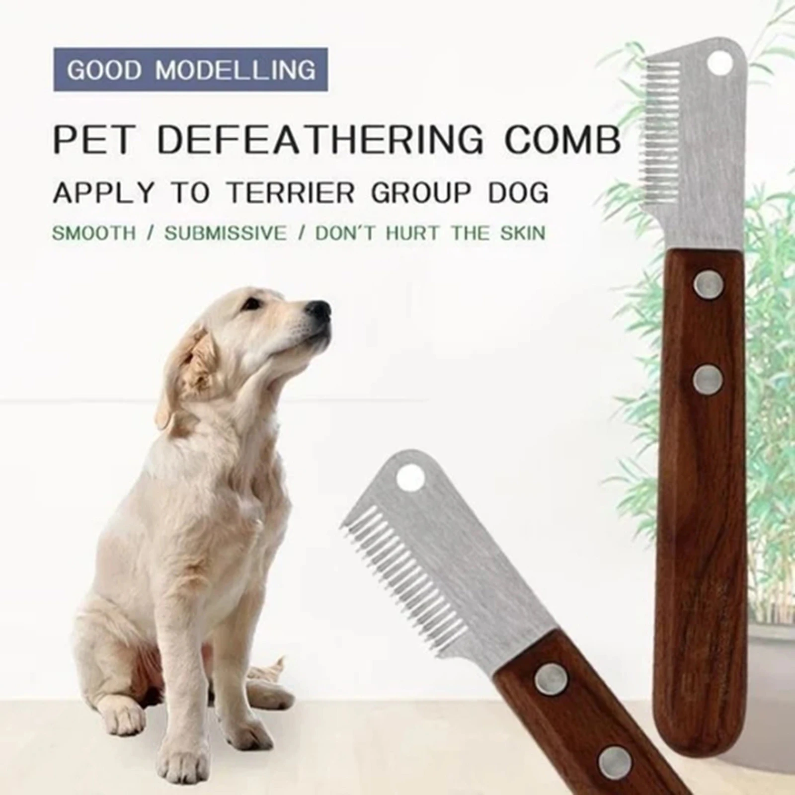 ステンレス鋼の木製ハンドル付きのプロの犬のコーム 防雨 ペットのヘアクリムーバー 超過したコートアクセサリー 犬用櫛 Aliexpress