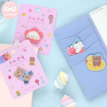 

Mr.Paper 4 Designs Colorful Rainbow Cute Bear Rabbit Embroidery Stickers Kawaii Stitch Patches DIY Clothes Deco Fabric Stickers