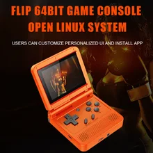 Powkiddy v90 retro console do jogo flip sistema linux handheld console with16g/2000 jogos de vídeo console para ps1 n