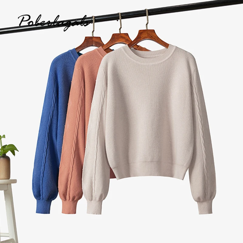 Autumn Winter Slim design loose straps twist Sweater 2020 O-Neck elegant sweater Jumper Casual Warm Femme knitted shirt | Женская одежда