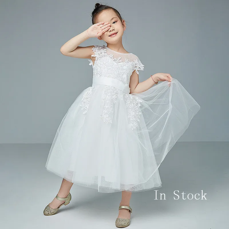 

Girls Satin Flower Girl Dresses For Weddings A-Line Holy First Communion Dresses Princess Pageant Gowns
