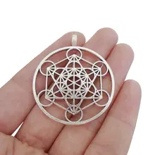 3x тибетский, серебристый, Круглый, Archangel метатронные кубики подвески для ожерелья ювелирных изделий фурнитура 46x40 мм