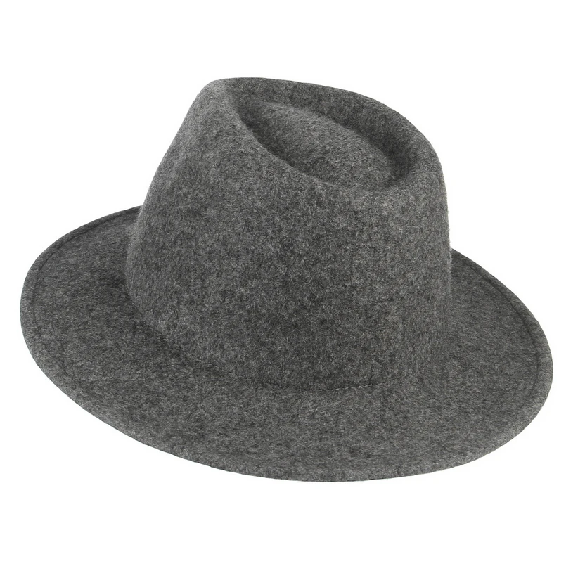 GEMVIE шерстяная шляпа с широкими полями серая/Черная Женская фетровая мягкая фетровая шляпа осень зима Панама джазовая кепка для женщин