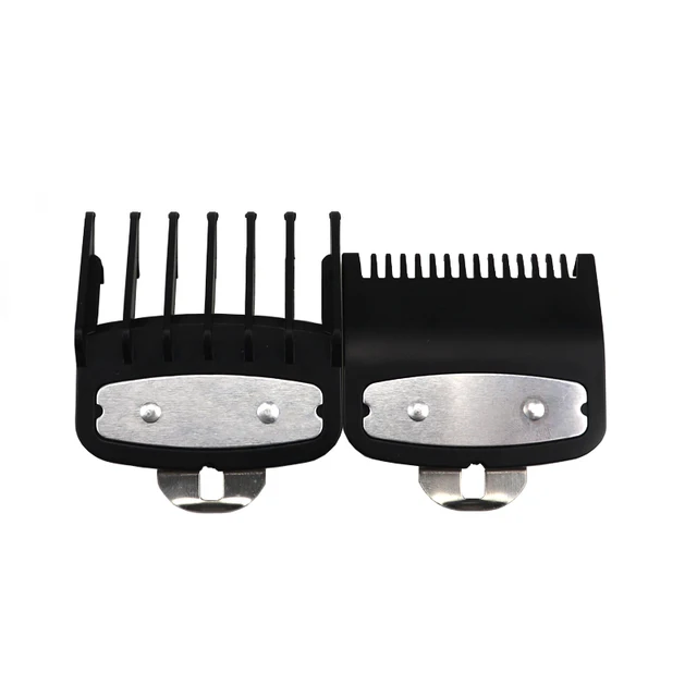 universal hair clipper cutting comb cover, barber shop trimmer protective gear accessory limit comb hairdressing tool 2pcs Black
